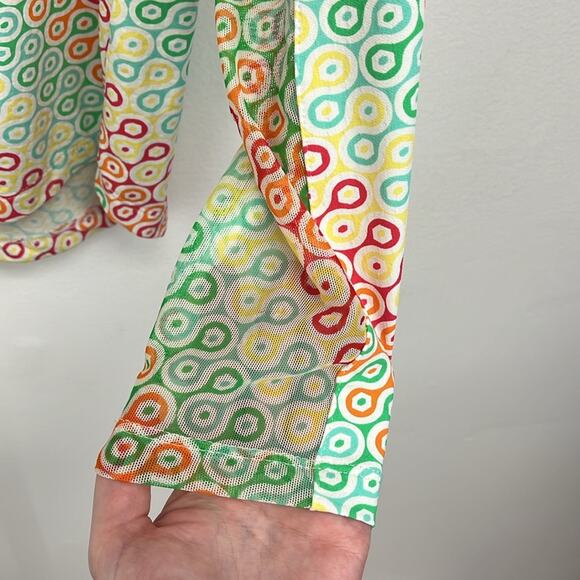 Ibkul Ribbon Candy Ventilated Mesh Quarter Zip Mock Neck Golf Tennis Shirt - L - Picture 9 of 13